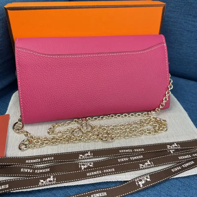 Affordable Hermes Constance Wallet with Chain Togo Leather Gold Hardware In Rose