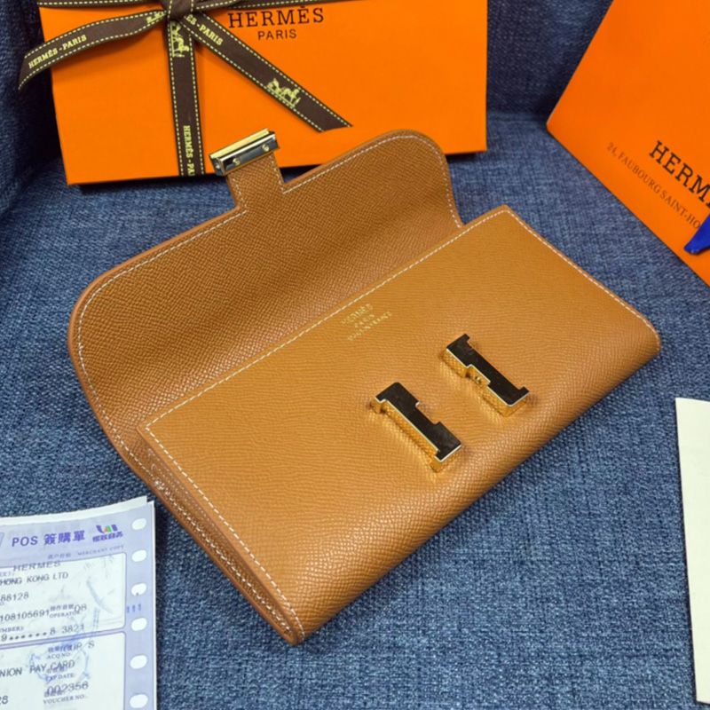 Hermes Constance Wallet Epsom Leather Gold Hardware In Brown