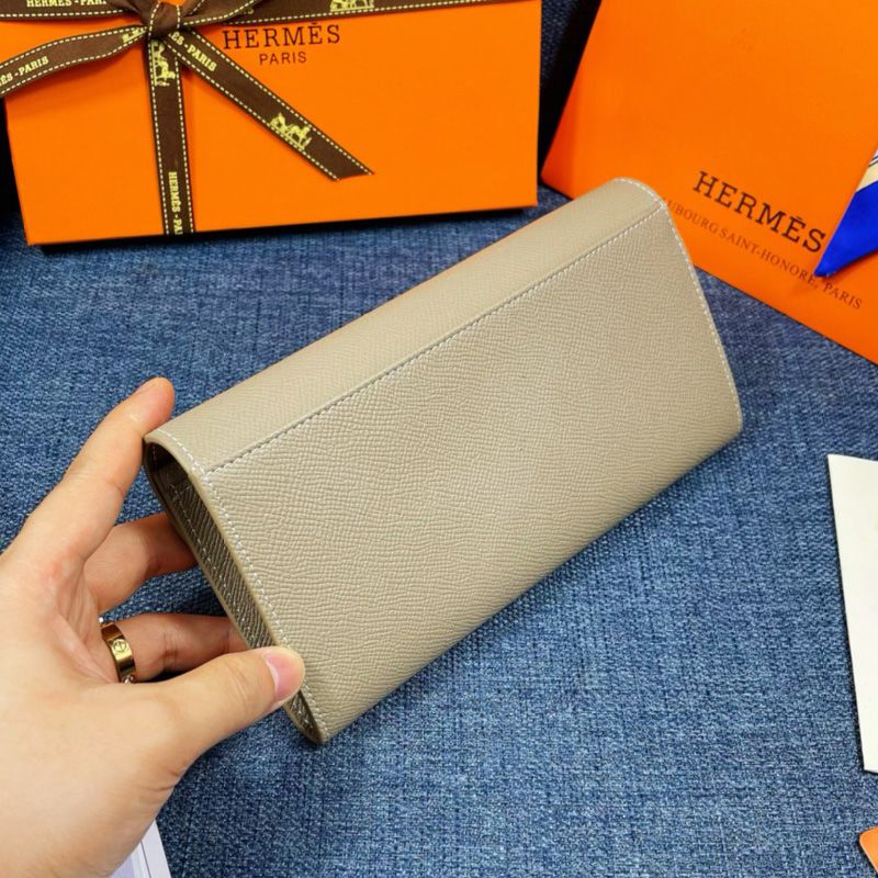 Hermes Constance Wallet Epsom Leather Gold Hardware In Grey