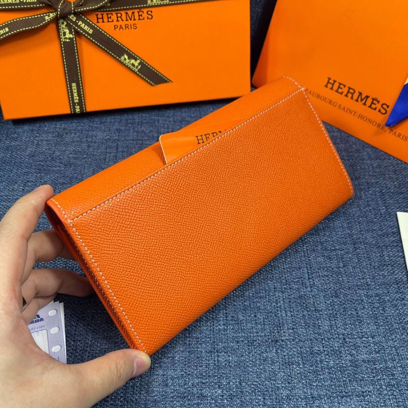 Hermes Constance Wallet Epsom Leather Gold Hardware In Orange