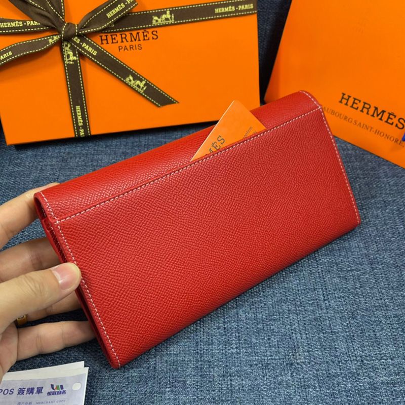 Hermes Constance Wallet Epsom Leather Gold Hardware In Red