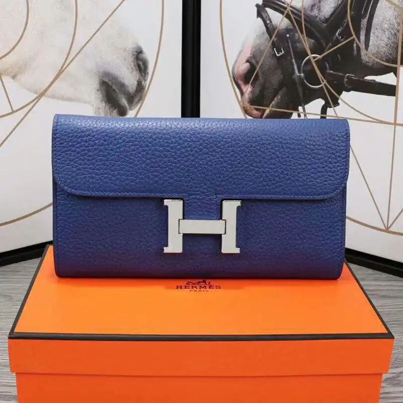 Hermes Constance Wallet Epsom Leather Palladium Hardware In Blue