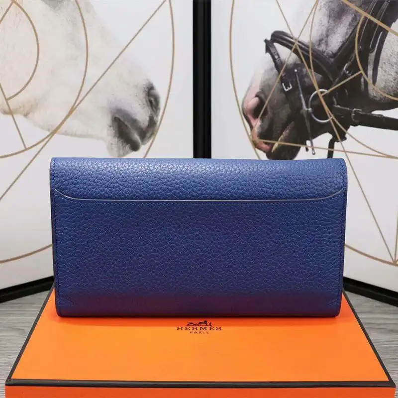 Affordable Hermes Constance Wallet Epsom Leather Palladium Hardware In Blue