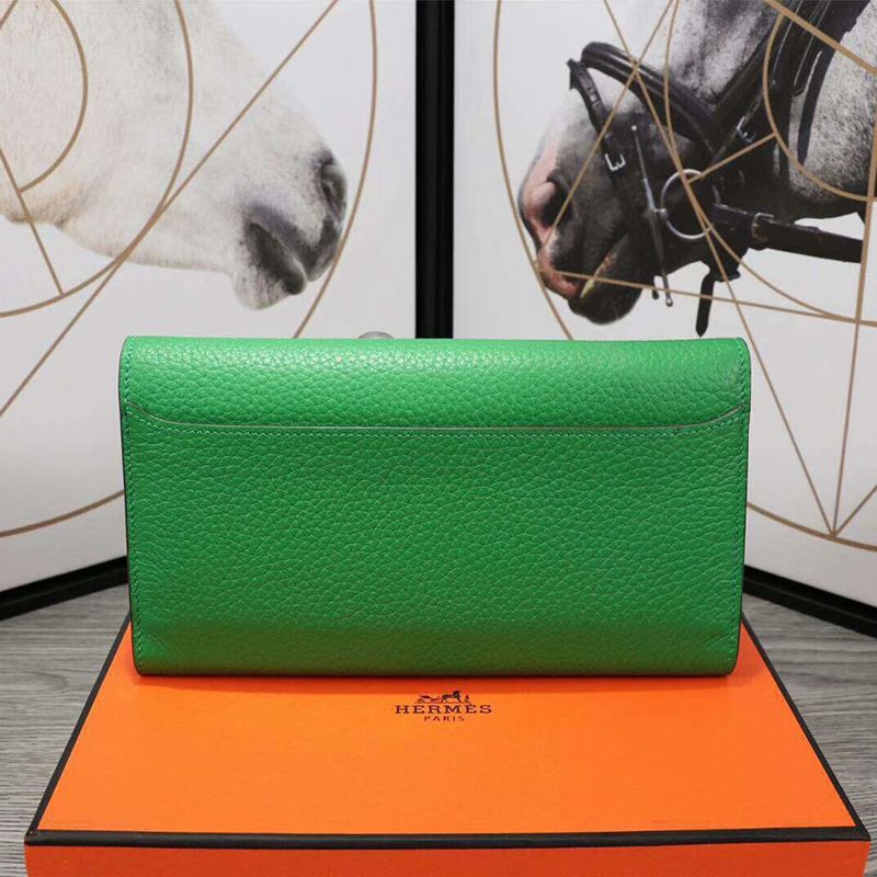 Hermes Constance Wallet Epsom Leather Palladium Hardware In Green