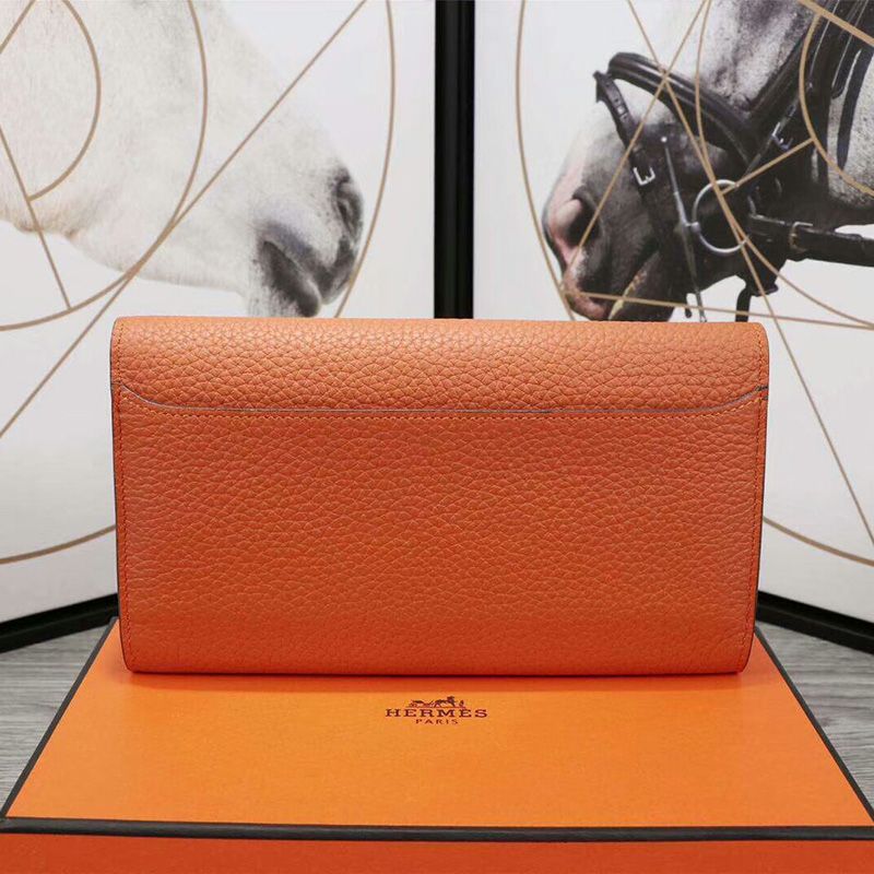 Hermes Constance Wallet Epsom Leather Palladium Hardware In Orange