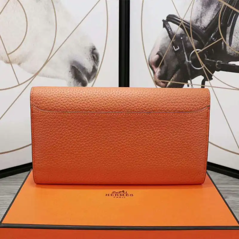 Affordable Hermes Constance Wallet Epsom Leather Palladium Hardware In Orange