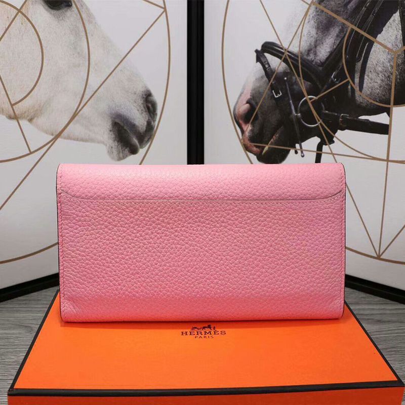 Hermes Constance Wallet Epsom Leather Palladium Hardware In Pink