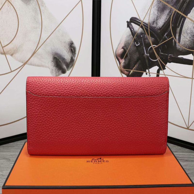 Hermes Constance Wallet Epsom Leather Palladium Hardware In Red