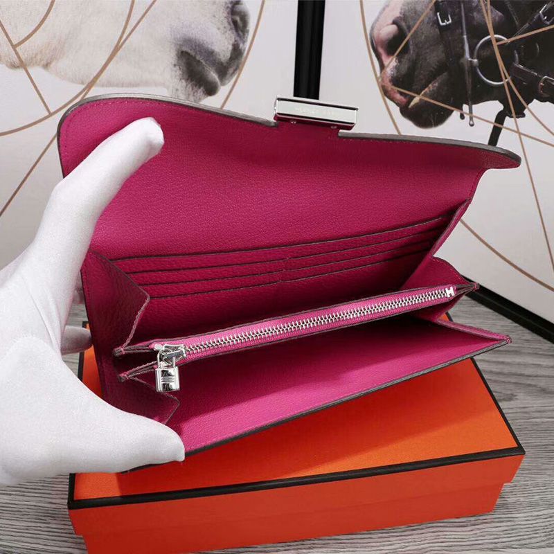 Hermes Constance Wallet Epsom Leather Palladium Hardware In Rose