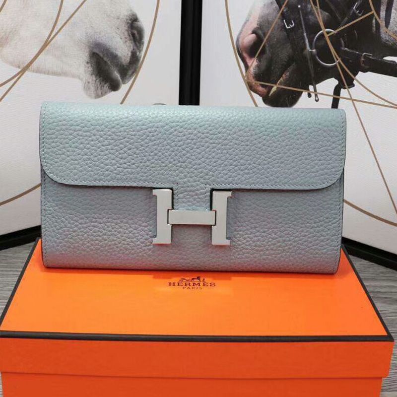 Hermes Constance Wallet Epsom Leather Palladium Hardware In Sky Blue