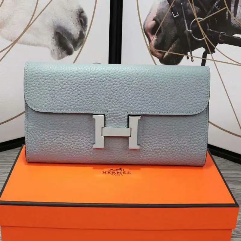 Hermes Constance Wallet Epsom Leather Palladium Hardware In Sky Blue