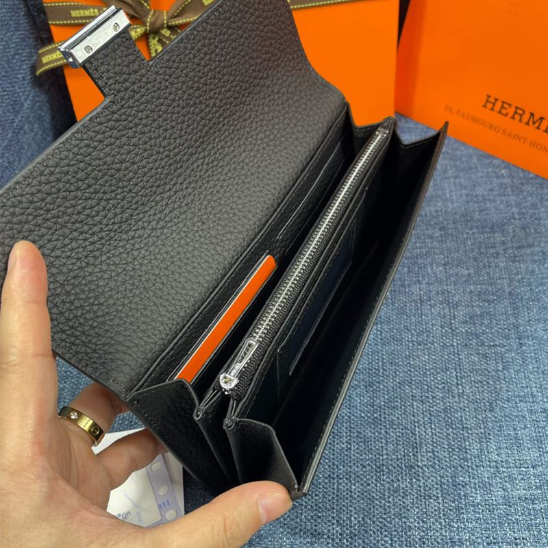 Hermes Constance Wallet Togo Leather Palladium Hardware In Black