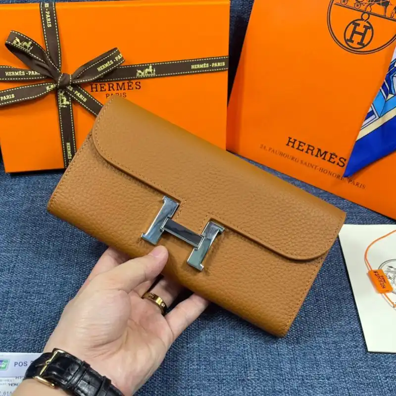 Hermes Constance Wallet Togo Leather Palladium Hardware In Brown