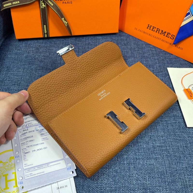 Hermes Constance Wallet Togo Leather Palladium Hardware In Brown