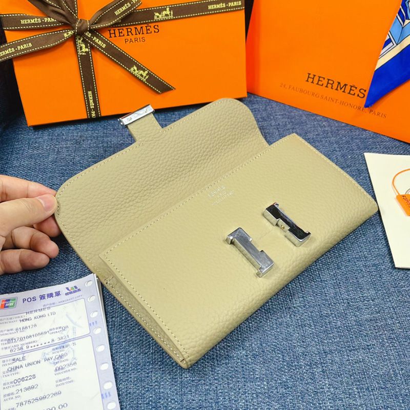 Hermes Constance Wallet Togo Leather Palladium Hardware In Grey