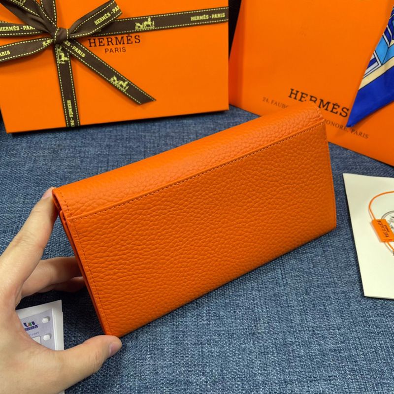 Hermes Constance Wallet Togo Leather Palladium Hardware In Orange