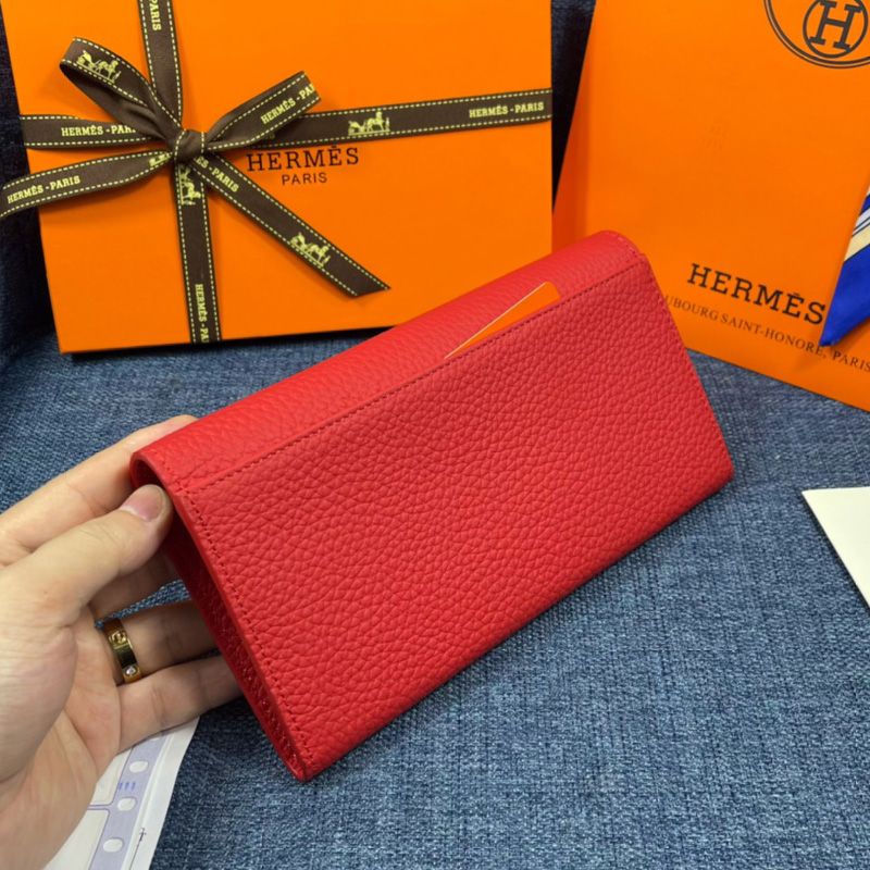 Hermes Constance Wallet Togo Leather Palladium Hardware In Red