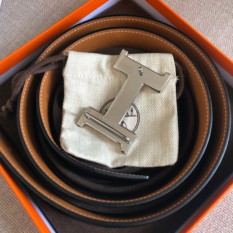 Hermes Constance Buckle 38MM Reversible Belt Smooth Leather In Brown Silver