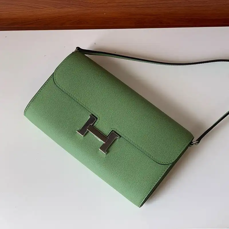 Hermes Constance To Go Wallet Epsom Leather Gold Palladium Hardware In Mint Green