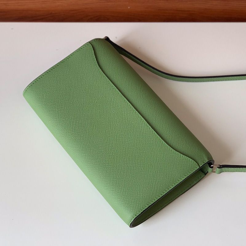 Hermes Constance To Go Wallet Epsom Leather Gold Palladium Hardware In Mint Green