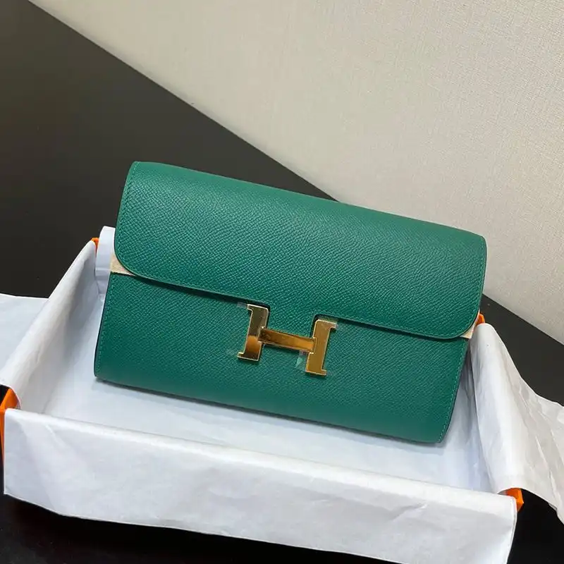 Affordable Hermes Constance To Go Wallet Epsom Leather Gold Hardware In Green