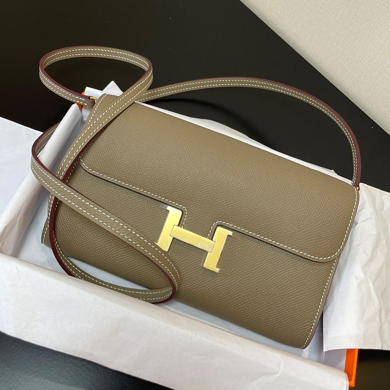 Hermes Constance To Go Wallet Epsom Leather Gold Hardware In Khaki