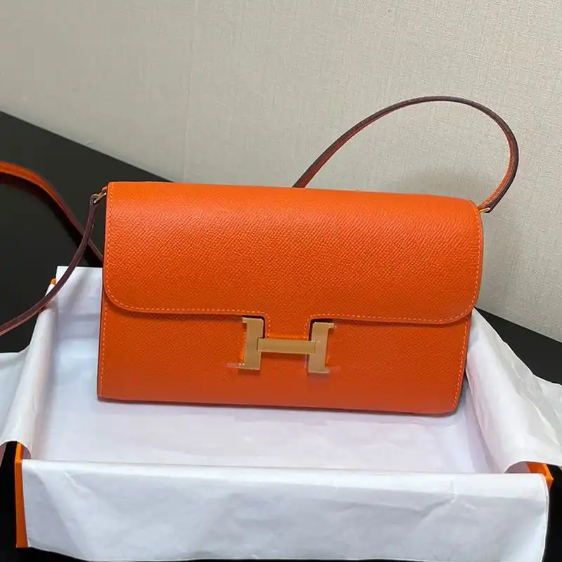 Cheap Hermes Constance To Go Wallet Epsom Leather Gold Hardware In Orange