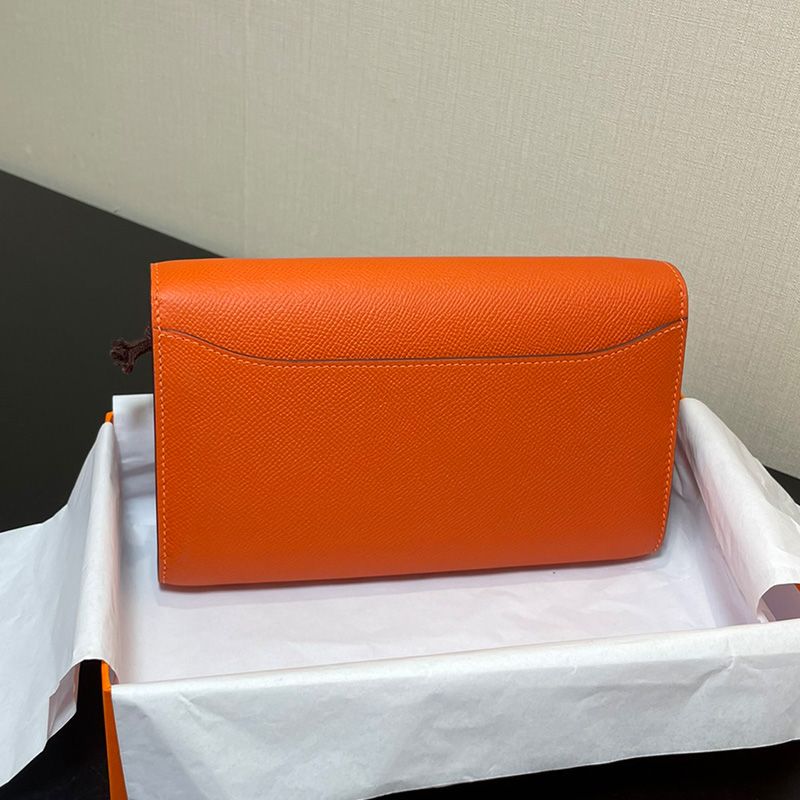 Hermes Constance To Go Wallet Epsom Leather Gold Hardware In Orange