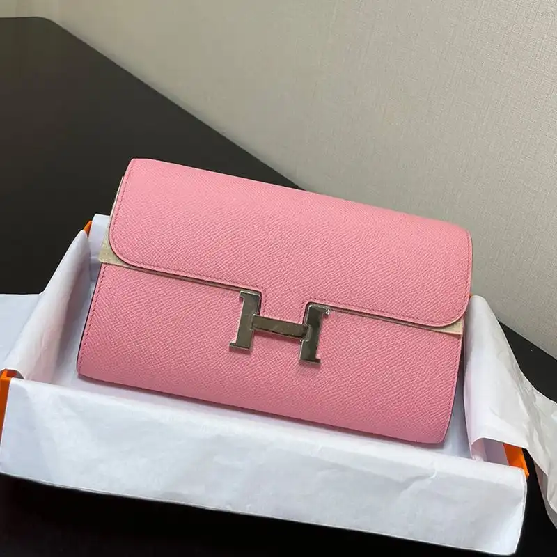 Cheap Hermes Constance To Go Wallet Epsom Leather Gold Hardware In Pink