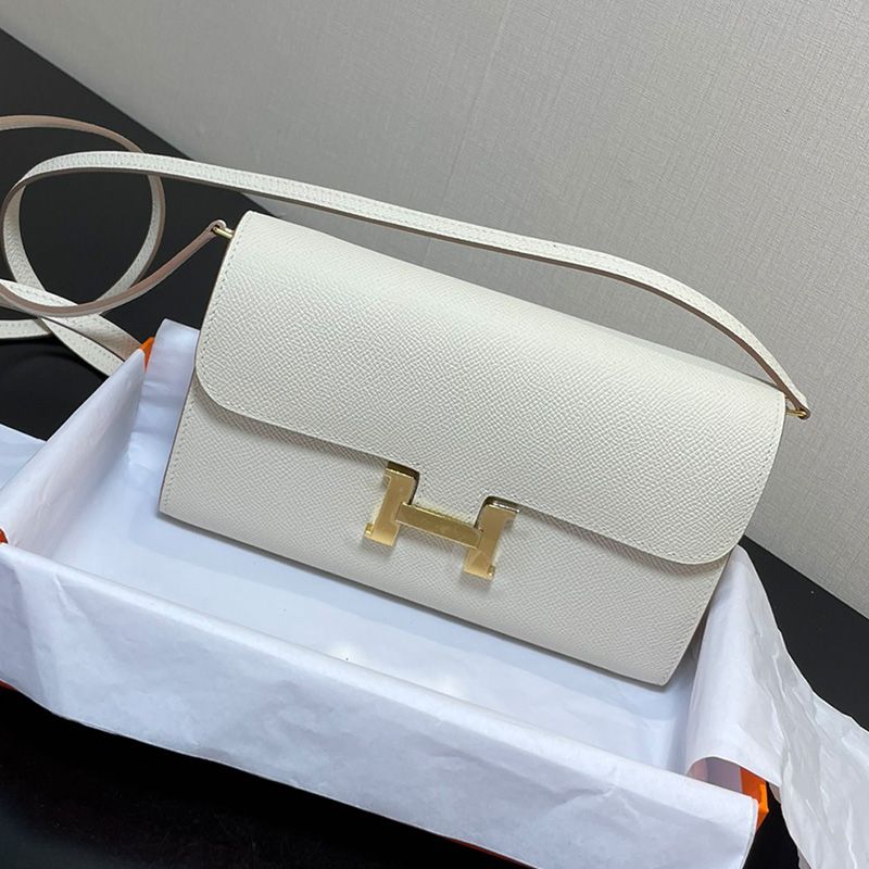 Hermes Constance To Go Wallet Epsom Leather Gold Hardware In White