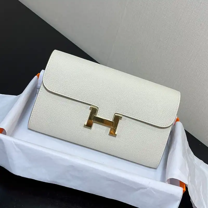 Cheap Hermes Constance To Go Wallet Epsom Leather Gold Hardware In White