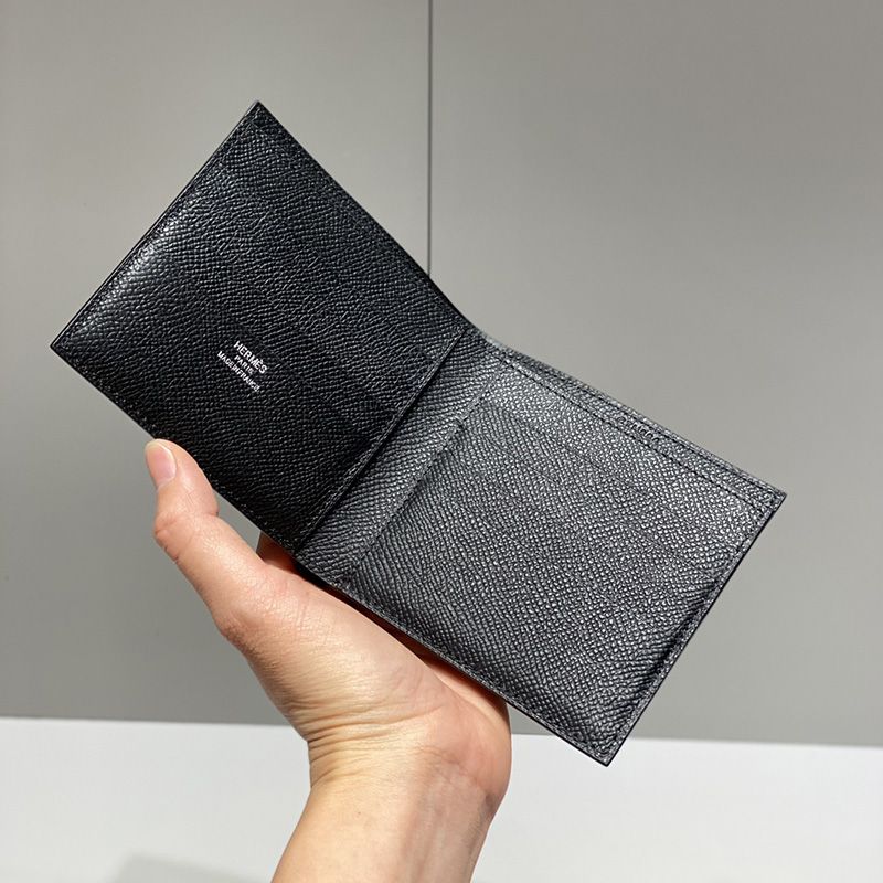 Hermes Copernic Compact Wallet Epsom Calfskin In Black