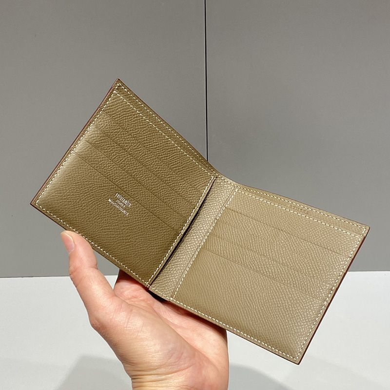 Hermes Copernic Compact Wallet Epsom Calfskin In Khaki