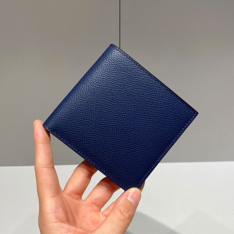 Hermes Copernic Compact Wallet Epsom Calfskin In Navy Blue