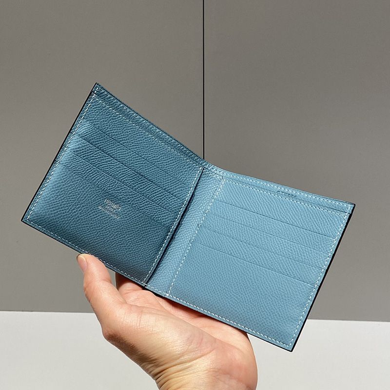 Hermes Copernic Compact Wallet Epsom Calfskin In Teal