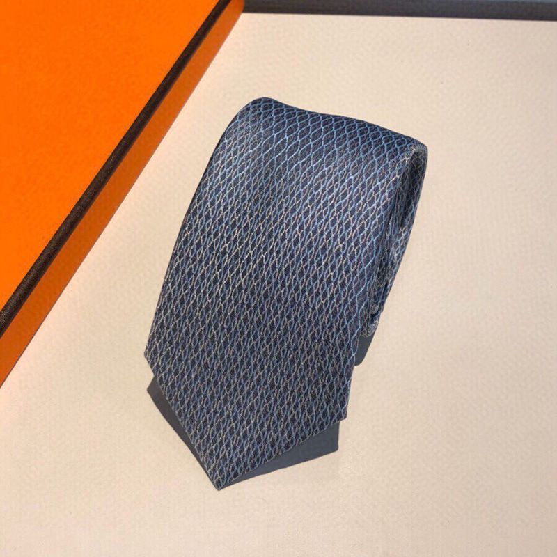 Hermes Crosslines Silk Tie In Blue