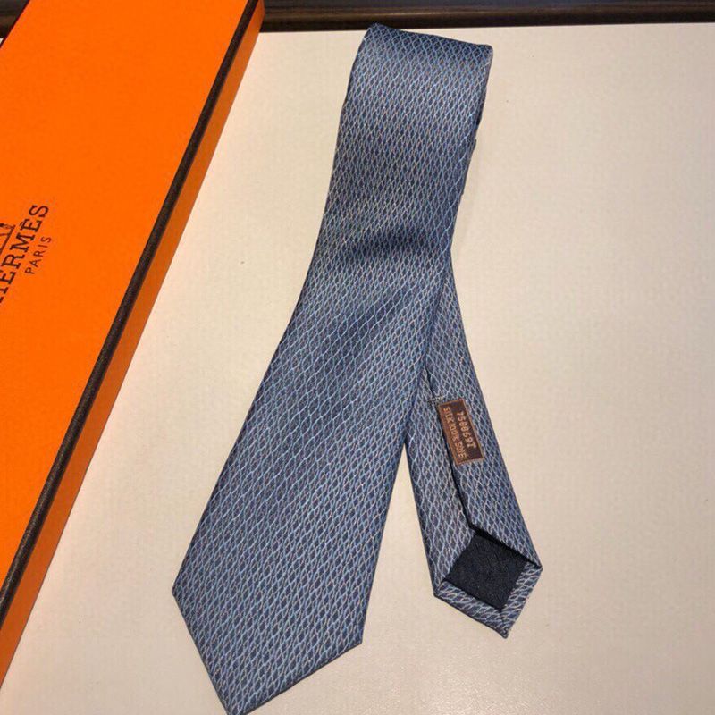 Hermes Crosslines Silk Tie In Blue