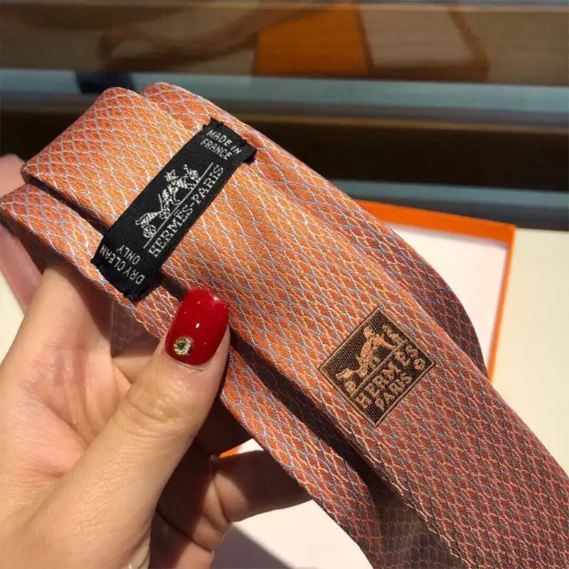 Cheap Hermes Crosslines Silk Tie In Orange