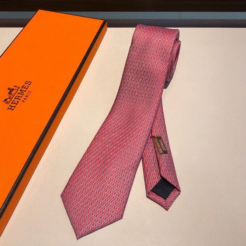 Hermes Crosslines Silk Tie In Pink