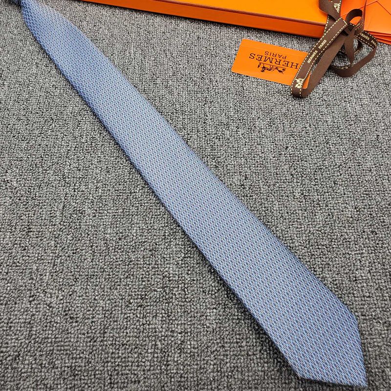 Hermes Crosslines Silk Tie In Sky Blue