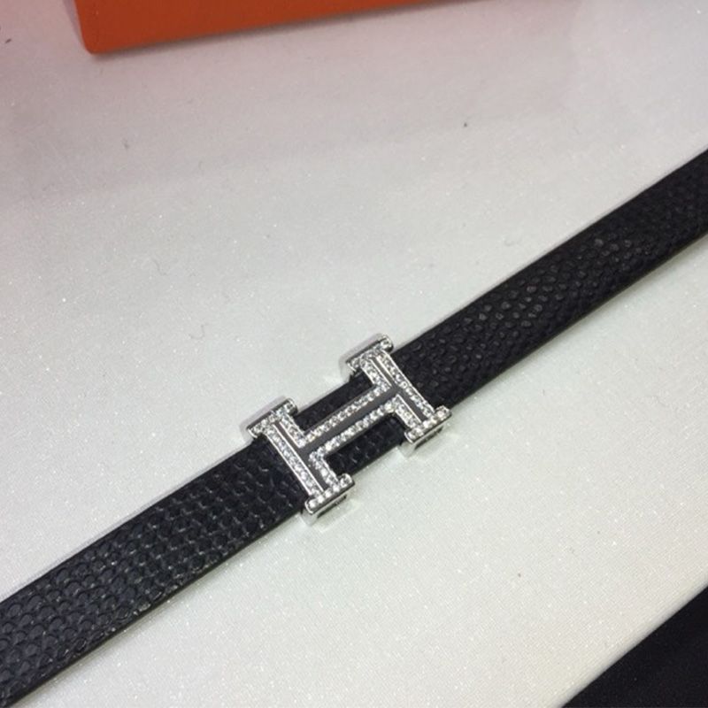 Hermes Crystals H Letter Belt Bracelet In Black