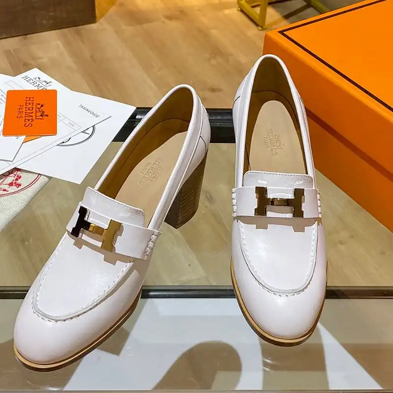 Hermes Dauphine 70 Loafers Women Calfskin In White