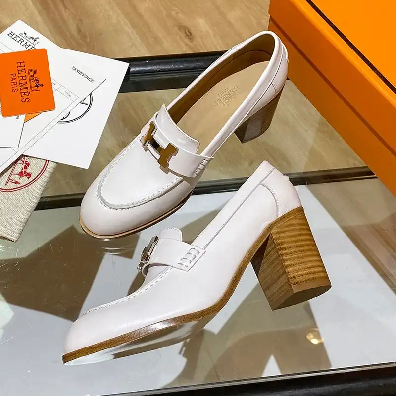 Affordable Hermes Dauphine 70 Loafers Women Calfskin In White