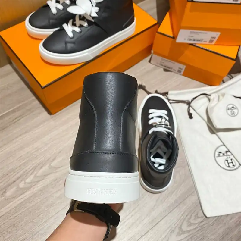 Cheap Hermes Daydream High-Top Sneakers Unisex Calfskin In Black Silver