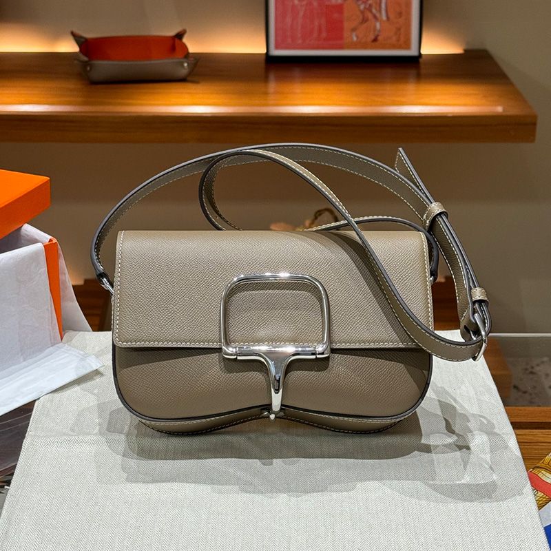 Hermes Della Cavalleria Bag Epsom Leather Palladium Hardware In Khaki