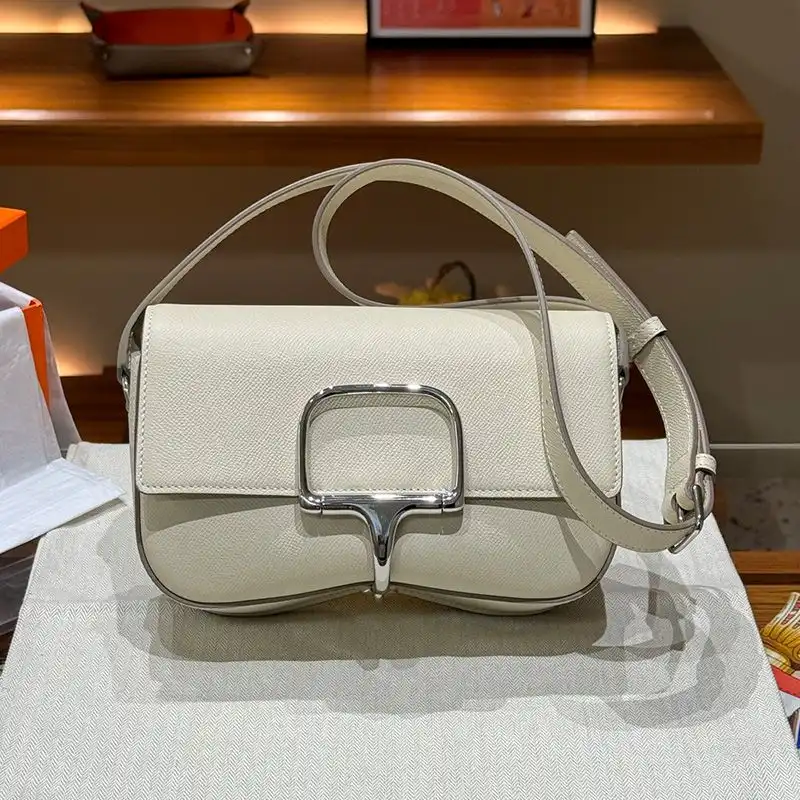 Affordable Hermes Della Cavalleria Bag Epsom Leather Palladium Hardware In White