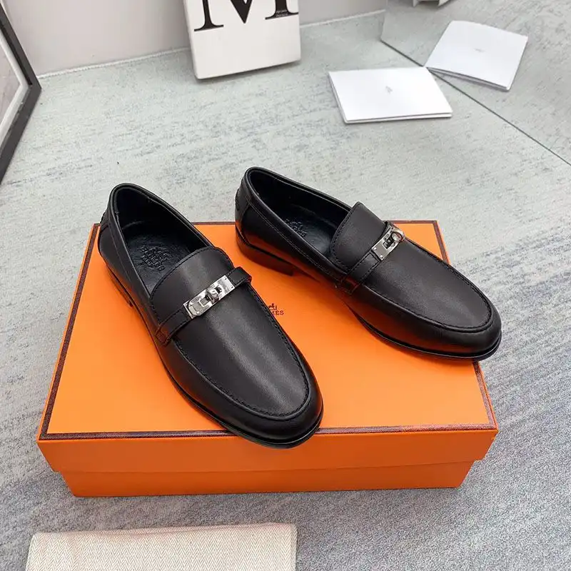 Affordable Hermes Destin Loafers Women Goatskin with Kelly Buckle In Black