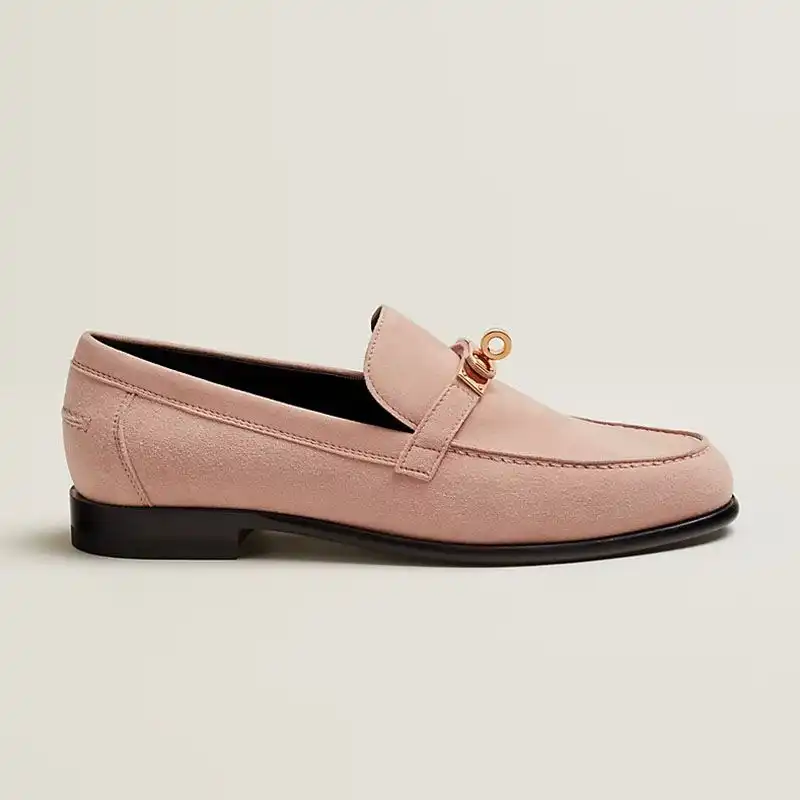 Affordable Hermes Destin Loafers Women Suede with Kelly Buckle In Cherry