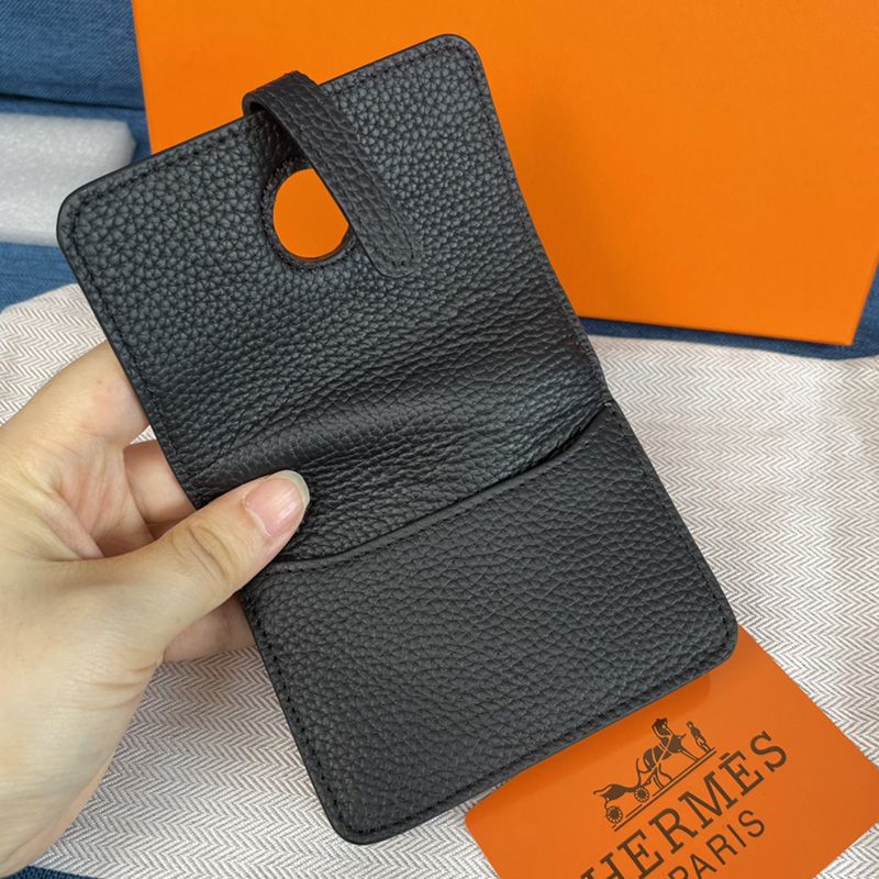 Hermes Dogon Card Holder Togo Leather Palladium Hardware In Black