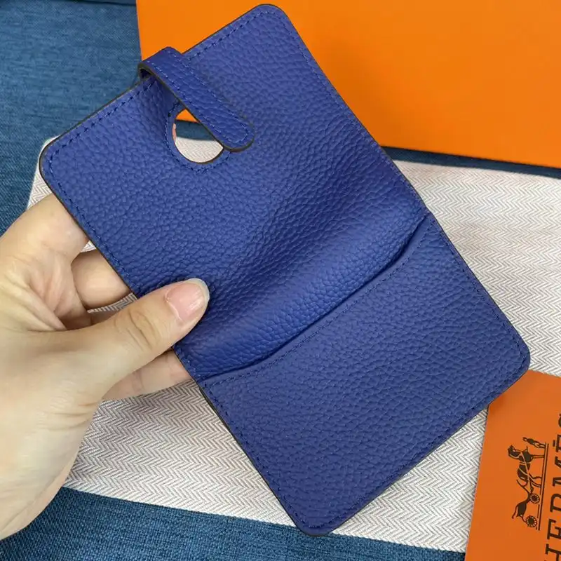 Affordable Hermes Dogon Card Holder Togo Leather Palladium Hardware In Blue